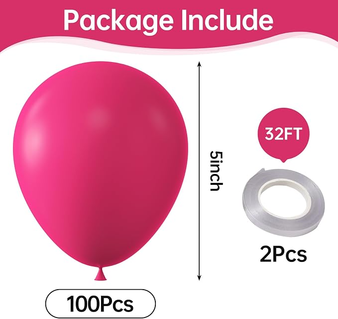 Hot Pink Balloons, Birthday Decoration, Wedding Party, Baby Shower Decorations - Image 2