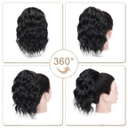 Ponytail Extension,12 Inch Drawstring Ponytail Hair Extensions for Women Synthetic Curly Wavy Fake Pony Tails Hair Pieces for Daily Party Use (1B)