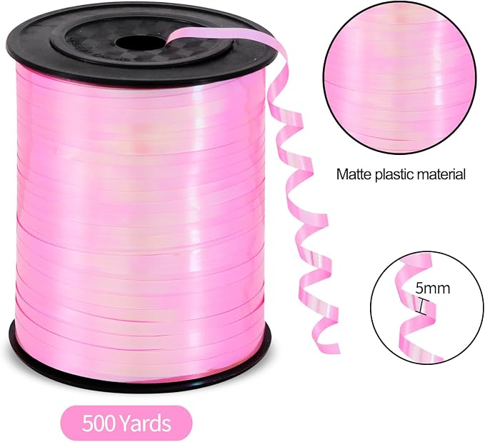 TONIFUL 500 Yards Iridescent Pink Curling Ribbon Balloon String | Iridescent - Image 2