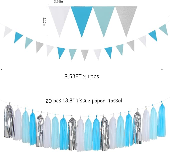 Royal-Light Blue Silver Party Decorations - Image 2