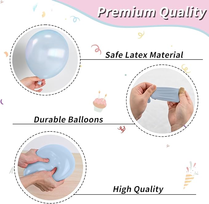 Pink and Blue Balloons, 12 Inch Metallic Baby Blue Pink Purple Balloons - Image 3