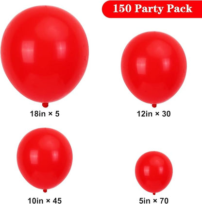 APLANET 150pcs Red Balloons Different Sizes 18 12 10 5 Inch, Valentine's Day - Image 2