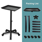 Premium Aluminum Salon Tray, Sturdy Five feet Base Adjustable is Used for Salon Tray on Wheels, tattooing, Beauty Spa, Dentist, Etc.…(Black)