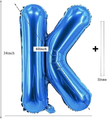 Letter Balloons 40 Inch Blue Giant Alphabet Balloons Letter K | Foil Mylar Big - Image 2
