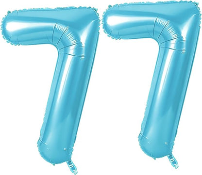 Number 77 Balloons for 77th Birthday Party Decorations, 0-100 Large No.77 by Joycard