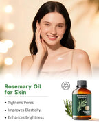 Rosemary Essential Oil Pure, Mumianhua Natural Oil for Hair Growth & Scalp Revitalization, Supports Stronger Hair, Reduces Dullness, for Diffuser & DIY Hair Care, 3.38 Fl Oz