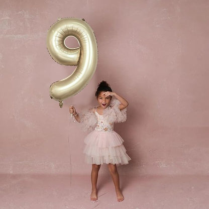 Light Gold Purple Number 9 Balloon, 40 Inch Metallic Gold Foil Number Balloons - Image 8