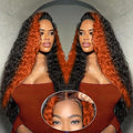 250 Density Curly Lace Front Wigs Human Hair Pre Plucked Hairline Glueless Wig 13x6 HD Lace Frontal Wigs for Women Ginger Orange Colored Ombre Wig Brazilian Virgin Hair 26inch