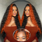 250 Density Curly Lace Front Wigs Human Hair Pre Plucked Hairline Glueless Wig 13x6 HD Lace Frontal Wigs for Women Ginger Orange Colored Ombre Wig Brazilian Virgin Hair 26inch