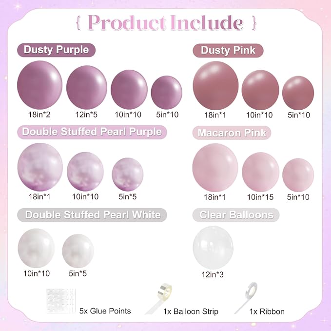 Pink and Purple Balloon Arch Kit - Image 2
