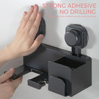 Hair Dryer Holder Wall Mounted - ABS Plastic Blow Dryer Holder Hair Tool Organizer with Wire/Plug Management, Self-Adhesive Design for Bathroom Cabinet Salon Home (Deluxe)