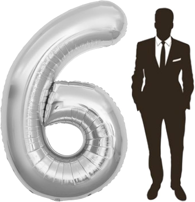 65 Inch Giant Silver Foil Number Balloon, Old Children's Birthday Party Helium by Yimenbloon