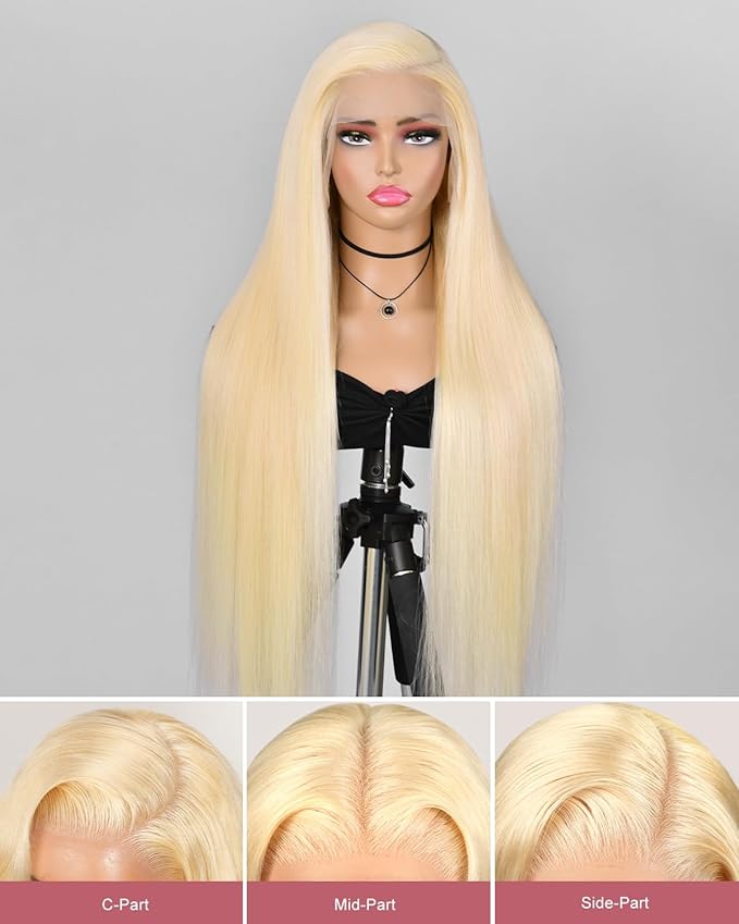 Alididi 613 Lace Front Wig Human Hair 13x4 Blonde Straight Hd Transparent Lace Frontal Wigs Human Hair Pre Plucked With Baby Hair 180% Density Blonde Glueless Wigs Human Hair 24 Inch