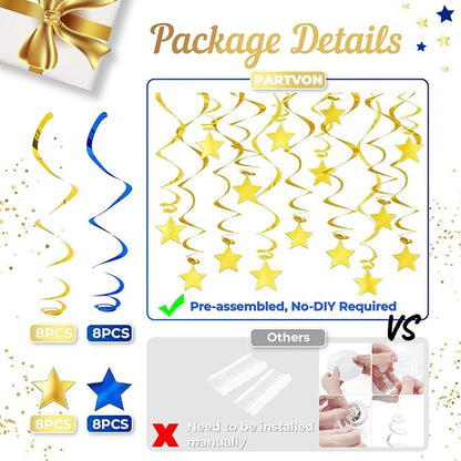 Blue Gold Hanging Swirl Decorations - Image 3