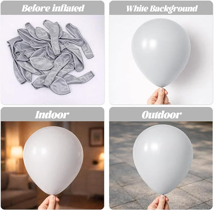 Voircoloria 130pcs Gray Balloons Garland Arch Kit, 18 12 10 5 Inch | - Image 3
