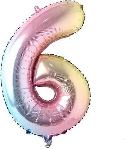 32 Inch Number Balloons Foil Ballon Rainbow Gradient Digit Ball Colorful by REIANS