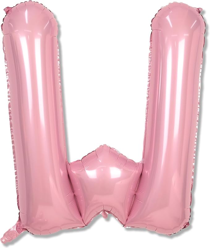 Pastel Pink W Balloon, 40 Inch Giant Baby Pink Mylar Helium Foil Letter W by Lingqiang