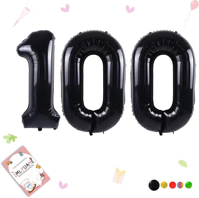 40 inch Number Balloon 0-9 Black Large Number 100 Balloons, Digital Balloons by Smlpuame
