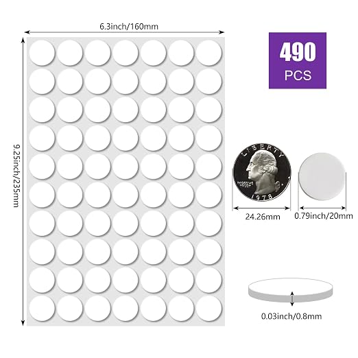 490 Pcs Sticky Tack Double Sided Adhesive Dots Round Putty Clear Stickers No - Image 2