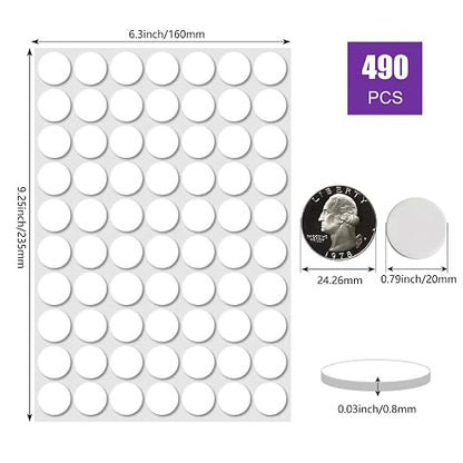 490 Pcs Sticky Tack Double Sided Adhesive Dots Round Putty Clear Stickers No - Image 2
