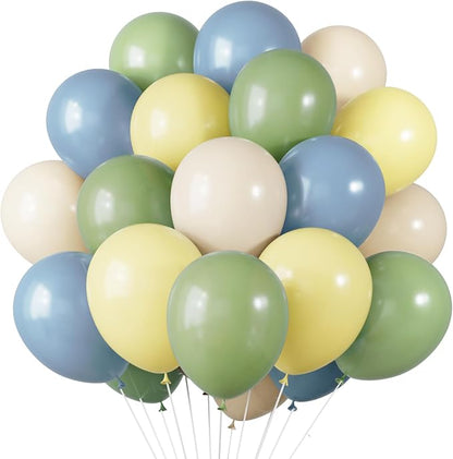 RUBFAC Sage Green Dusty Blue Yellow Balloons, Party Balloon Pastel Yellow by RUBFAC