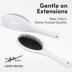 The Hair Shop Beige Loop Brush - Salon Professional Grade with Ergonomic Design - Safe Detangler Tool for 100% Remy Human and Synthetic Hair Extensions and Wigs (Light Grey)
