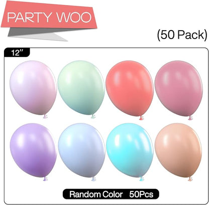 PartyWoo Pastel Rainbow Balloons 50pcs Latex Helium Balloons 12 Inch | Baby - Image 5
