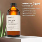 VINEVIDA Geranium Essential Oil 4 oz - Undiluted, DIY Candle Scents & Bulk for Soap Making