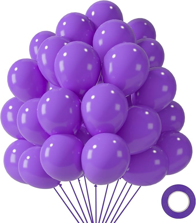 LOVESTOWN 110 PCS Purple Balloons, 12 Inch Bright Purple Latex Balloons | by Lovestown