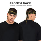 Men Women Sports Sweat Bands, Multifunction Long Head Ribbon for Yoga Workout Shower, Fashion Sun Moon Star Gold Black Headwear Hair Decor