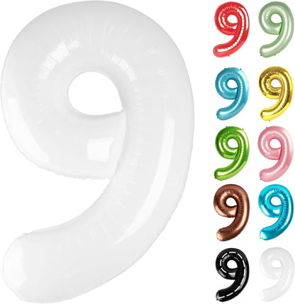 White Number 9 Balloon 40 Inch by IWERP