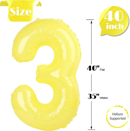 Yellow Number 3 Balloon 40 Inch - Image 5