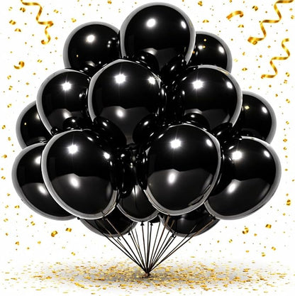 Black Balloons 100 Pack, 12 Inch Round Latex Party Balloons by Tamodan+for+better