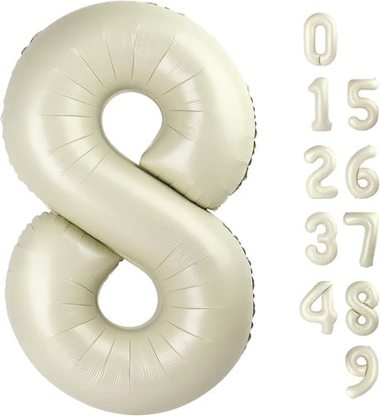 8 Balloon Number 40 Inch Cream Balloons by Mluchee