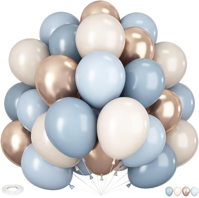 HILAVO Dusty Blue and Gold Balloons by HILAVO