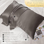 PROMEED Grey Silk Pillowcase King Size - Both Sides 23 Momme Grade 6A+Mulberry Silk Pillow Case Covers for Hair and Skin, Soft and Acne Free (King 20"x36", Grey)