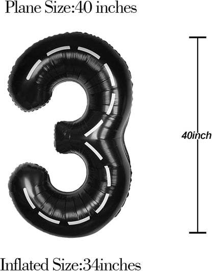 Race Car 40 Inch Black 3 Big Large Helium Balloon Number 0-9 | Track Giant - Image 5