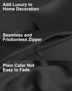 THXSILK Set of 2 100% Mulberry Silk Pillowcase for Hair and Skin Health, Soft Breathable and Smooth Pillowcases with Hidden Zipper, Both Sides Premium 6A+ Silk, California King 20"x40", Black
