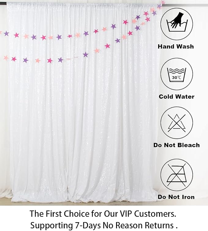 ShinyBeauty 4FTx7FT White Sequin Backdrop, Elegant Wedding & Party Decor - Image 5