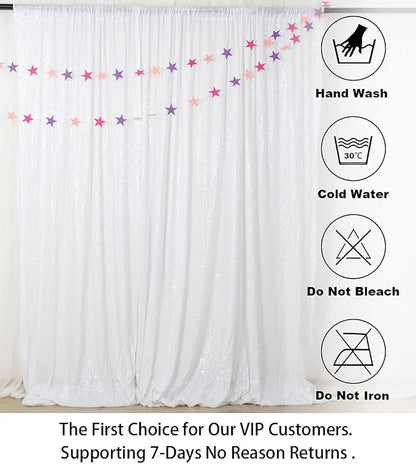 ShinyBeauty 4FTx7FT White Sequin Backdrop, Elegant Wedding & Party Decor - Image 5