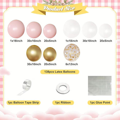 Pink White Gold Balloon Arch Kit, Bridal Shower & Party Decorations - Image 6