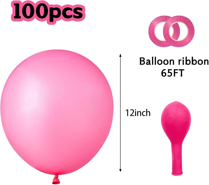 Pink Balloons 100 pcs 12 Inch Matte Pink Balloon - Image 2