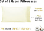 Sunflower Queen Pillowcases Set of 2, 100% Cotton Queen Pillow Cases 2, 20×30 inches Cream, Soft and Breathable