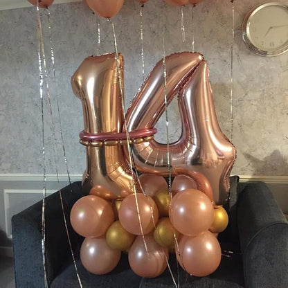 Rose Gold 14 Number Balloons, 40 Inch Big Giant Jumbo 14 or 41 Balloon Numbers - Image 3