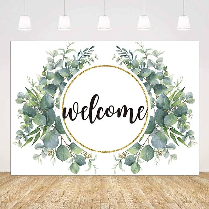 6x4ft Watercolor Greenery Leaves Housewarming Backdrop, Elegant Floral Green by Unknown