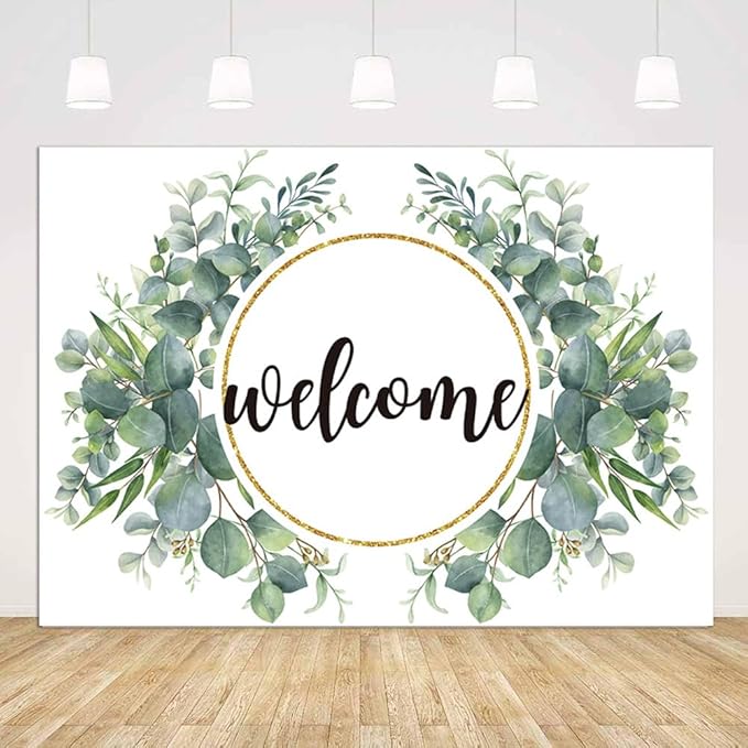10x7ft Watercolor Greenery Leaves Housewarming Backdrop, Elegant Floral Green by Unknown