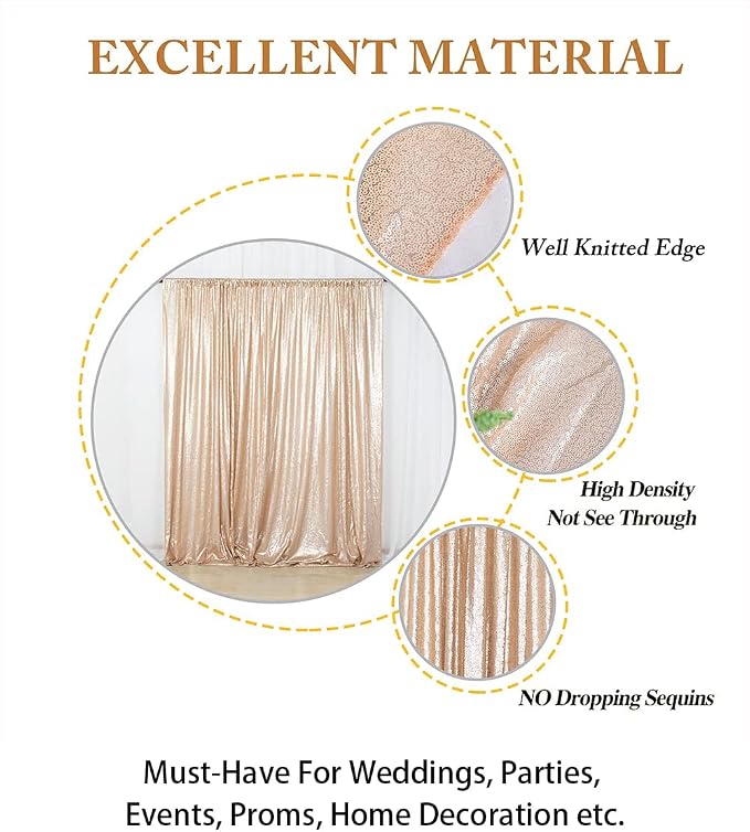 ShinyBeauty PHOTOBOOTH Background Best Choice-7FTx7FT-Champagne-Sequin - Image 4
