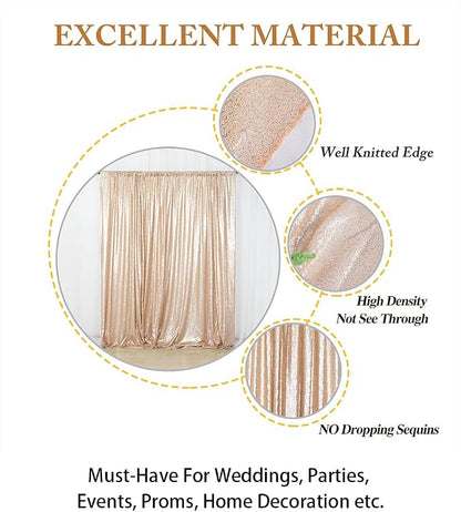 ShinyBeauty PHOTOBOOTH Background Best Choice-7FTx7FT-Champagne-Sequin - Image 4