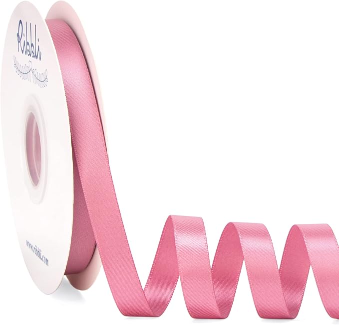 Ribbli Rosy Mauve Satin Ribbon Double Faced Satin 1/2 inch x Continuous 50 by Ribbli