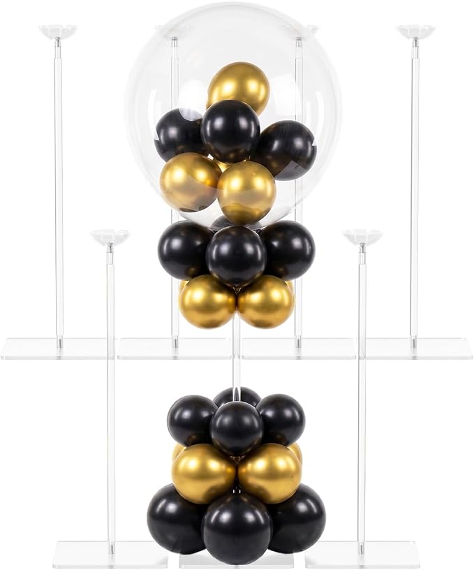 Pro Series Clear Acrylic Balloon Stand Kit Set of 6, 15.75 Inch Reusable by Bezente